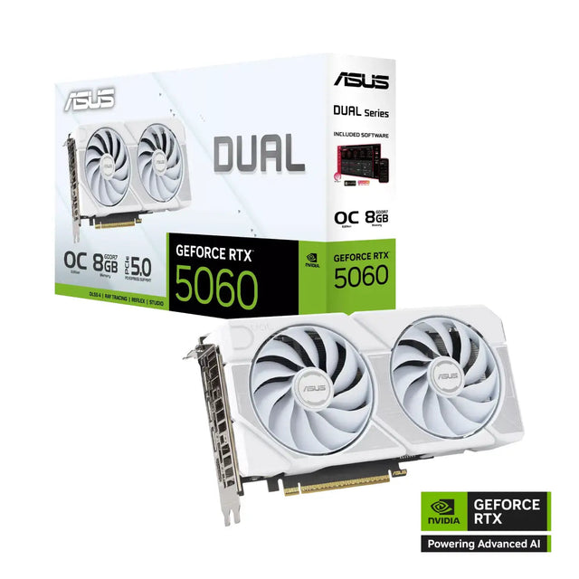 การ์ดจอ Asus Dual GeForce RTX 5060 8GB GDDR7 White OC Edition