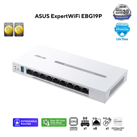 สวิตช์ฮับ Asus ExpertWiFi EBG19P PoE+ VPN wired routerSpeedCom