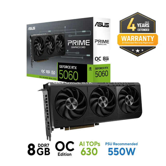 การ์ดจอ Asus PRIME GeForce RTX 5060 8GB GDDR7 OC EditionSpeedCom