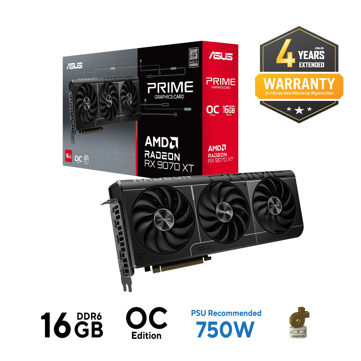การ์ดจอ Asus Prime Radeon RX 9060 XT OC Edition 16GB GDDR6SpeedCom
