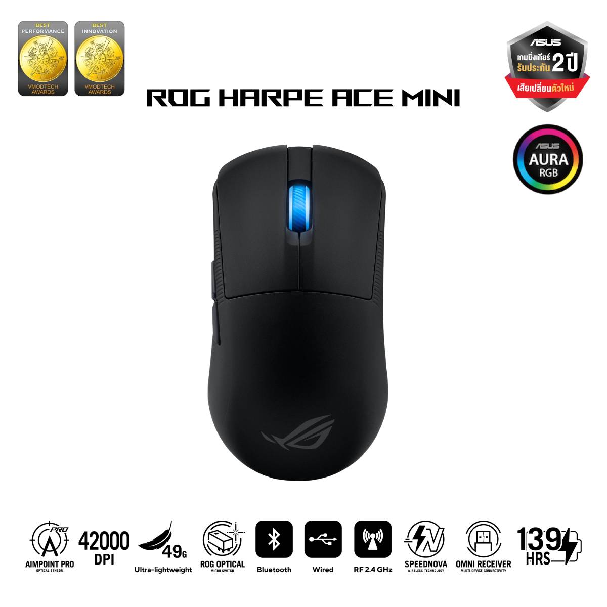 เมาส์ Asus ROG Harpe Ace Mini สีดำSpeedCom