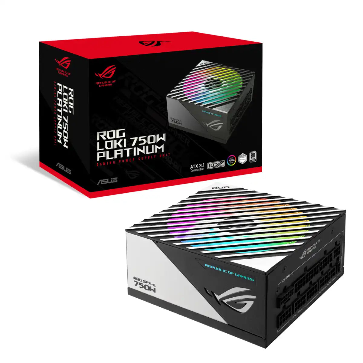 อุปกรณ์จ่ายไฟ Asus ROG LOKI 750P 750W 80 PLUS PLATINUM SFX-L GAMING ARGB ASUS-ROG-LOKI-750P สีดำSpeedCom