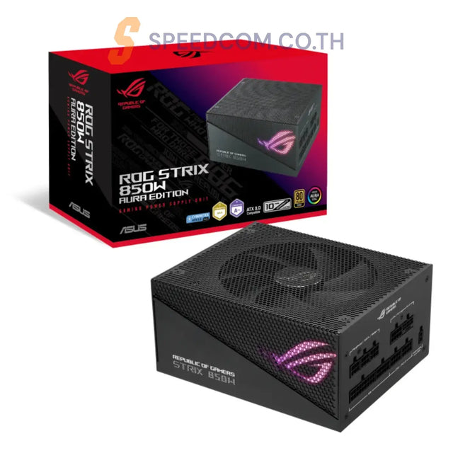 อุปกรณ์จ่ายไฟ Asus ROG STRIX 850W Gold Aura Edition 80Plus Gold - SpeedCom