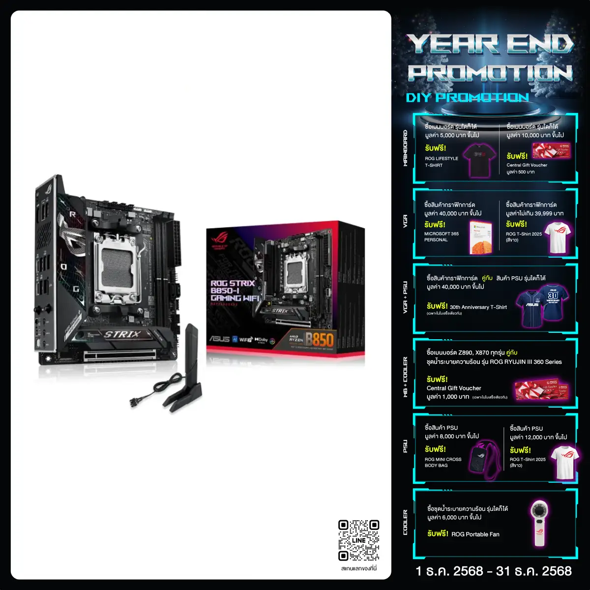 เมนบอร์ด Asus ROG STRIX B850-I GAMING WIFI AM5 - SpeedCom