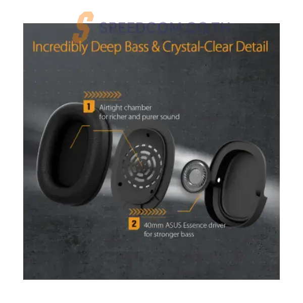 หูฟังเกมมิ่ง Asus TUF GAMING H1 ระบบเสียง 7.1 ไมโครโฟนตัดเสียงรบกวน ใส่สบาย รองรับการเล่นเกมระยะยาว