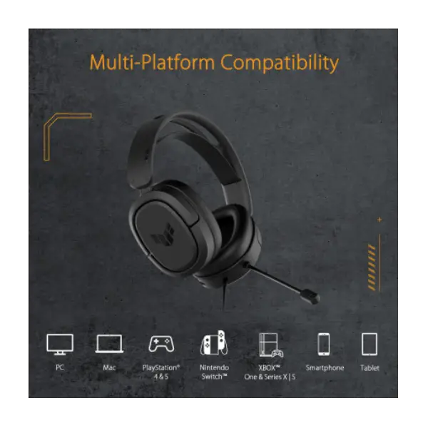 หูฟังเกมมิ่ง Asus TUF GAMING H1 ระบบเสียง 7.1 ไมโครโฟนตัดเสียงรบกวน ใส่สบาย รองรับการเล่นเกมระยะยาว