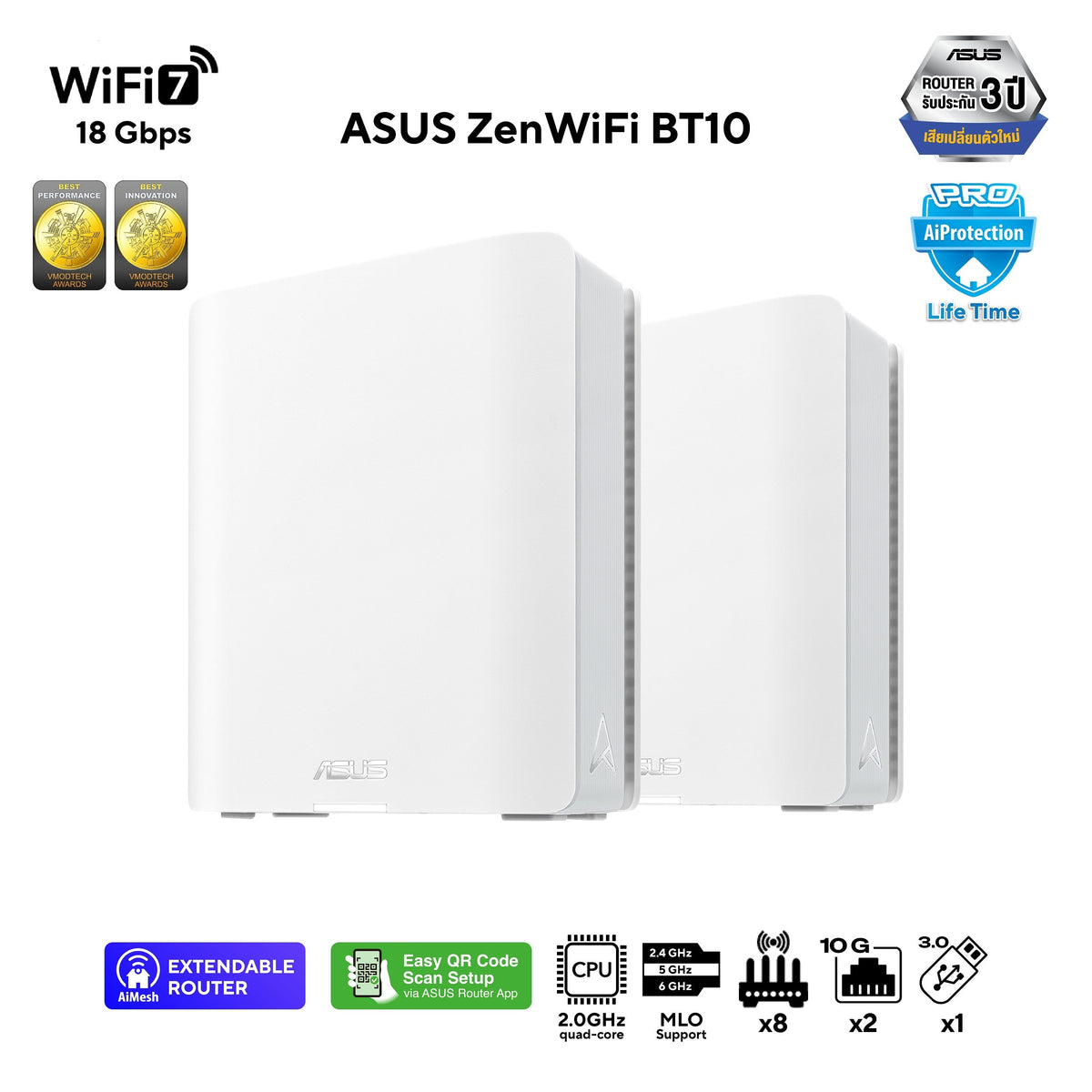 เราเตอร์ Asus ZenWiFi BT10 สีขาวSpeedCom