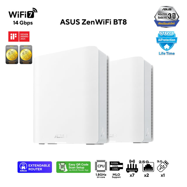 เราเตอร์ Asus ZenWiFi BT8 สีขาวSpeedCom