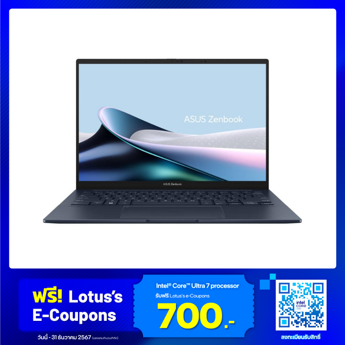 โน๊ตบุ๊ค Asus Zenbook 14 OLED UX3405MA-PP735WS Ultra 7 155H สีน้ำเงิน (Ponder Blue)