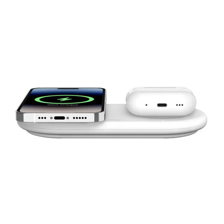 แท่นชาร์จไร้สาย Belkin 2-in-1 WIZ021qcWH Charging Pad Qi2 15W สีขาว - SpeedCom