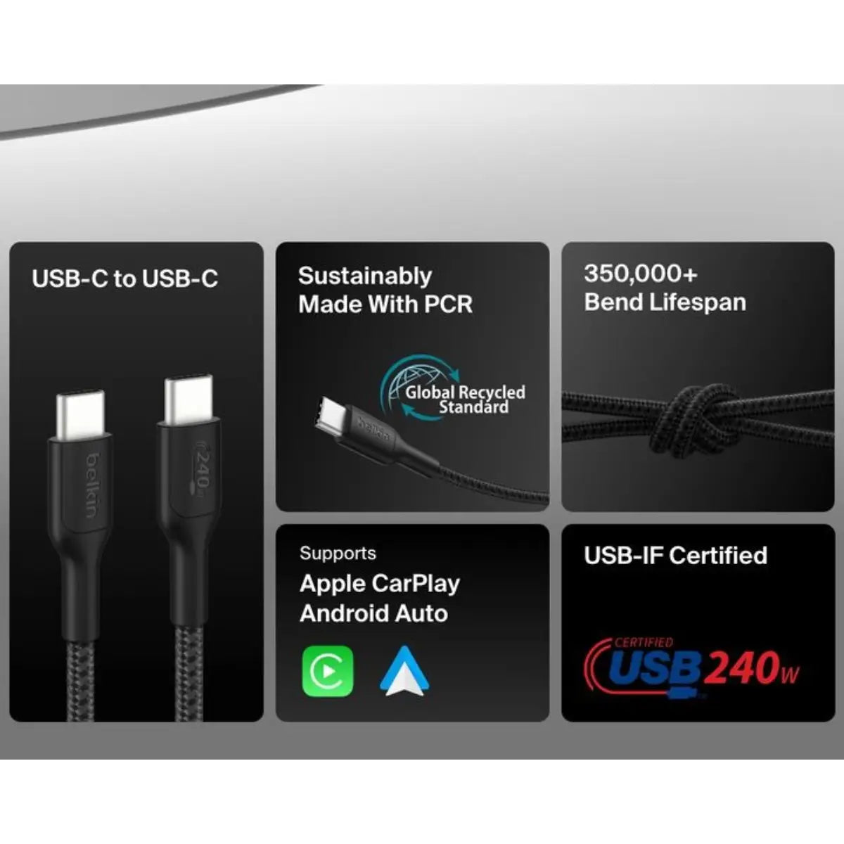 สายชาร์จ Belkin BoostCharge Pro USB-C to USB-C Braided 240W 2M Cable - SpeedCom