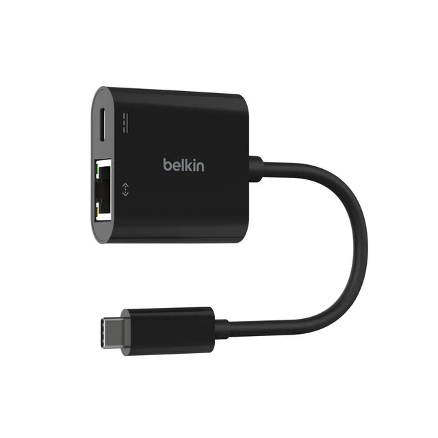 อุปกรณ์แปลงสัญญาณ Belkin USB-C to Ethernet + Charge Adapter 100W (INC019btBK) - SpeedCom