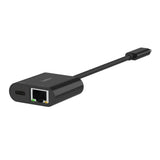 อุปกรณ์แปลงสัญญาณ Belkin USB-C to Ethernet + Charge Adapter 100W (INC019btBK) - SpeedCom