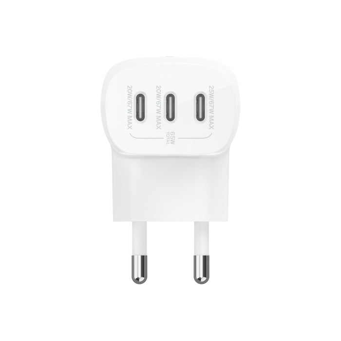 หัวชาร์จ Belkin BoostCharge 3 Port USB-C Wall 67W (WCC002thWH)