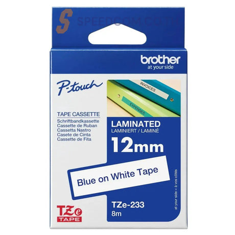 เทปพิมพ์อักษร Brother TZe 12mm. x8m Standard Laminated - SpeedCom