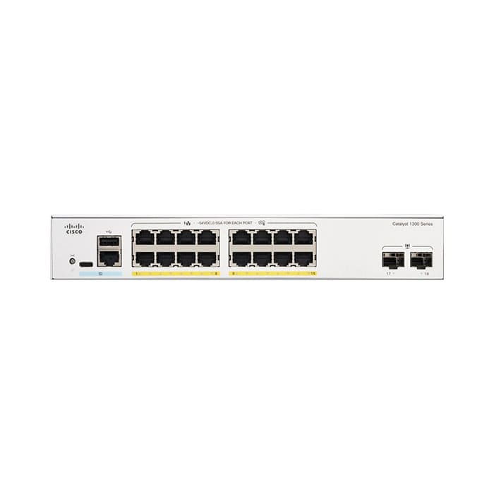 สวิตช์ฮับ Cisco C1300-16FP-2G Catalyst 1300 16-Port Gigabit Full PoE+ - SpeedCom