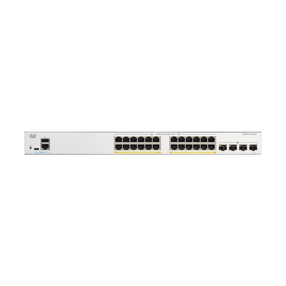 สวิตช์ฮับ Cisco Catalyst 1300 C1300-24FP-4X 24-Port Gigabit PoE+ Managed Switch with 10G SFP+ Uplinks - SpeedCom