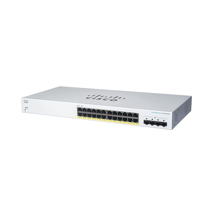 สวิตช์ฮับ Cisco CBS220-24FP-4G-EU Smart 24-Port Gigabit PoE+ - SpeedCom