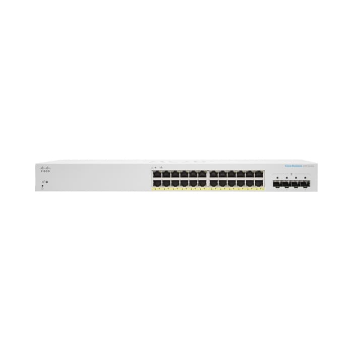 สวิตช์ฮับ Cisco CBS220-24FP-4G-EU Smart 24-Port Gigabit PoE+ - SpeedCom