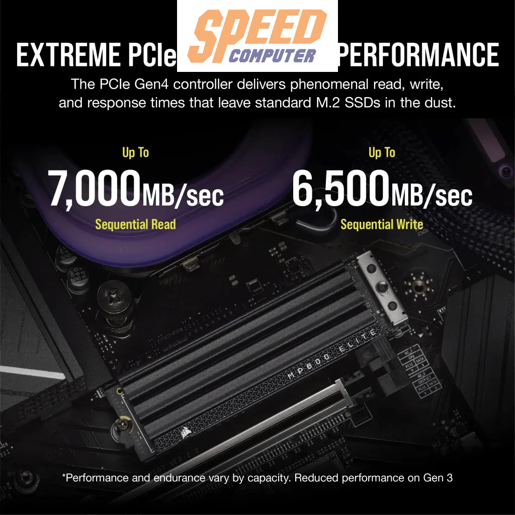 เอสเอสดี CORSAIR SSD MP600 ELITE WITH HEATSINK 1TB : CSSD-F1000GBMP600EHS READ7000 WRITE6500/5Y - SpeedCom