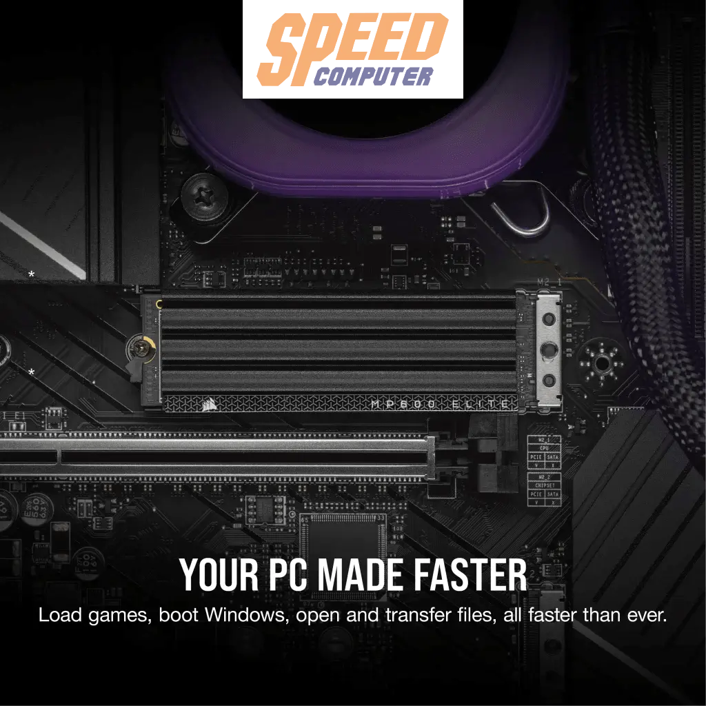 เอสเอสดี CORSAIR SSD MP600 ELITE WITH HEATSINK 1TB : CSSD-F1000GBMP600EHS READ7000 WRITE6500/5Y - SpeedCom