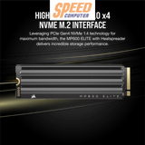 เอสเอสดี CORSAIR SSD MP600 ELITE WITH HEATSINK 1TB : CSSD-F1000GBMP600EHS READ7000 WRITE6500/5Y - SpeedCom