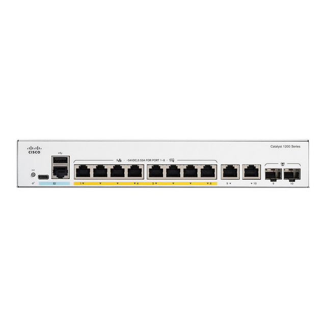 สวิตช์ฮับ Cisco C1200-8P-E-2G Catalyst 1200 8-Port Gigabit PoE+ - SpeedCom