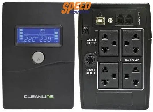 เครื่องสำรองไฟฟ้า Cleanline MD 1000VA 550วัตต์ สีดำ - SpeedCom