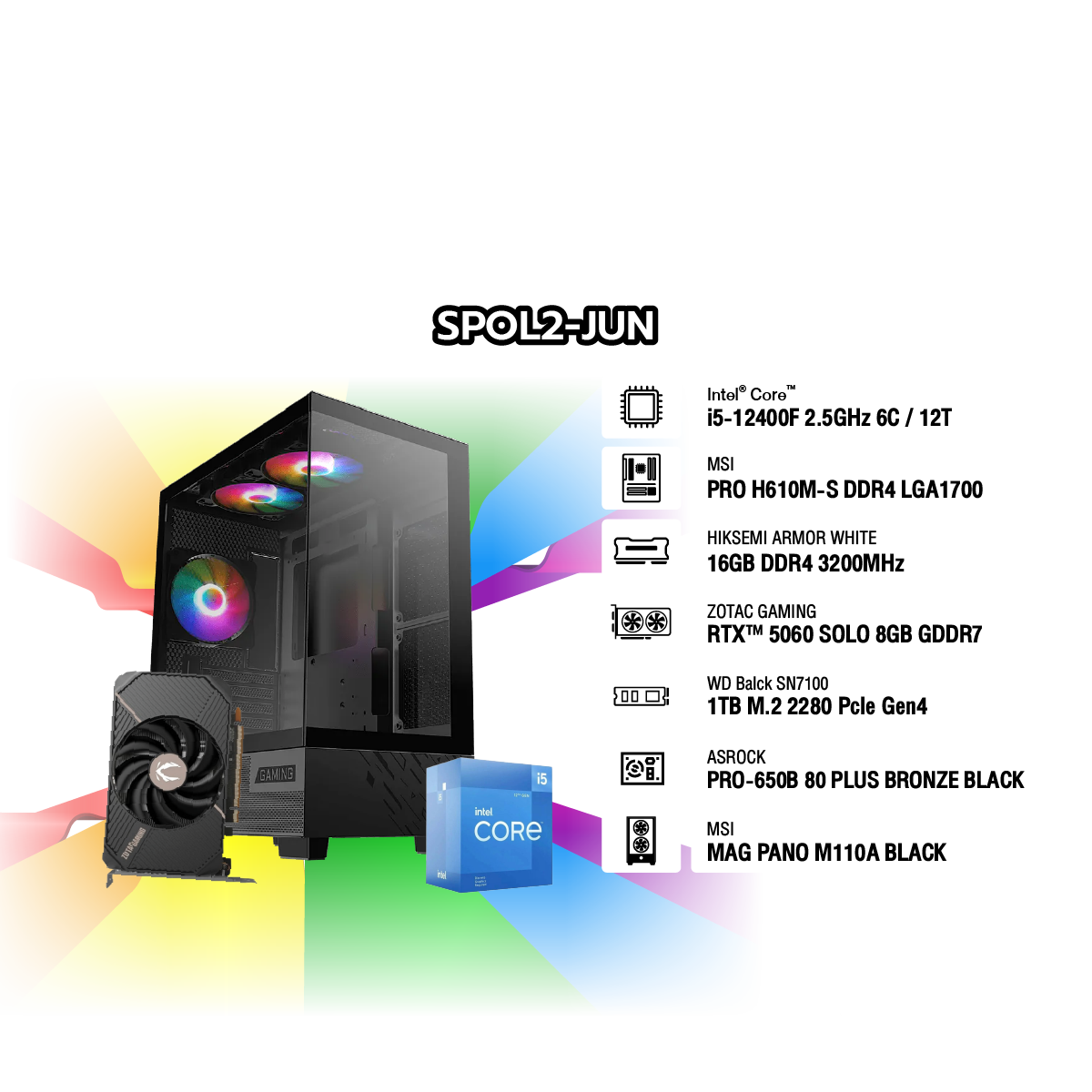 คอมประกอบ Set SPOL2-JUN-I5-12400F-16GB-1TB-5060SpeedCom