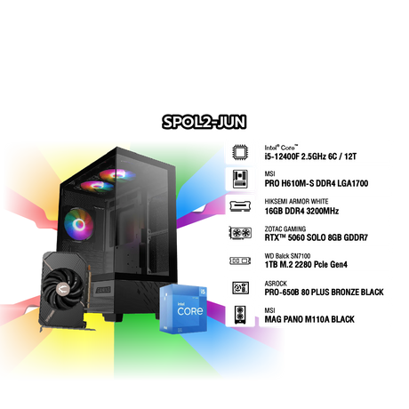 คอมประกอบ Set SPOL2-JUN-I5-12400F-16GB-1TB-5060SpeedCom