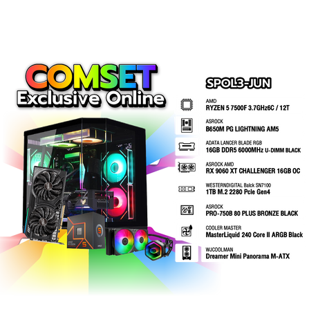 คอมประกอบ Set SPOL3-JUN-R5-7500F-16GB-1TB-9060XTSpeedCom