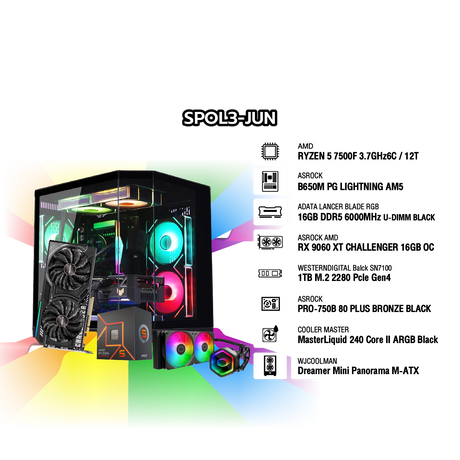 คอมประกอบ Set SPOL3-JUN-R5-7500F-16GB-1TB-9060XTSpeedCom