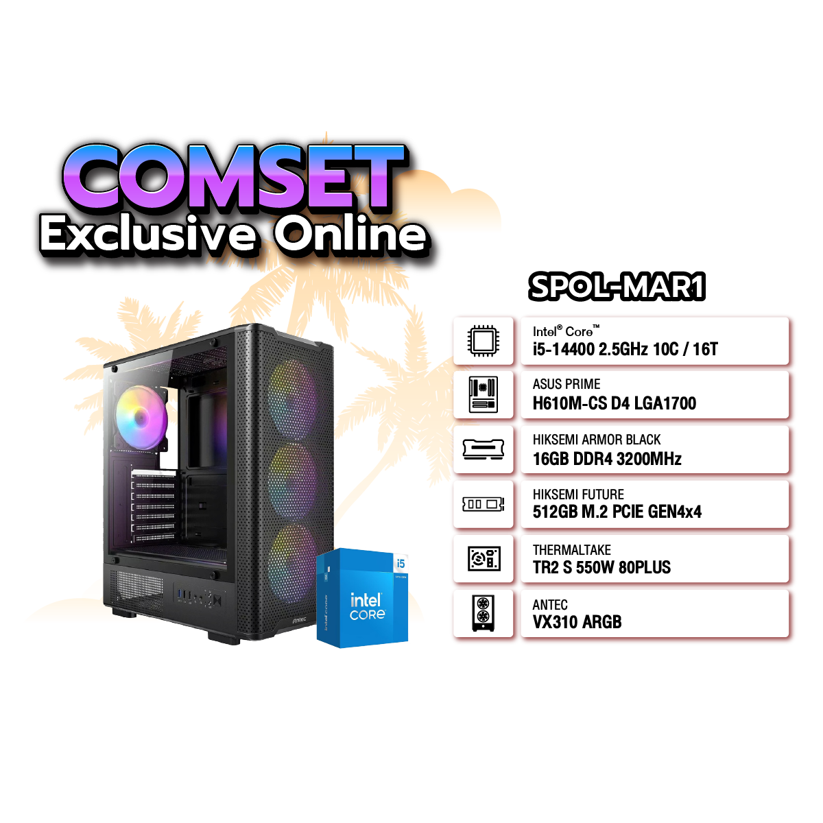 คอมประกอบ Set SPOL-MAR1-I5-14400-16GB-512GB-BK
