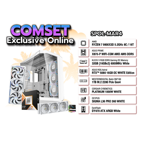 คอมประกอบ Set SPOL-MAR4-R7-9800X3D-32GB-1TB-5080-WH