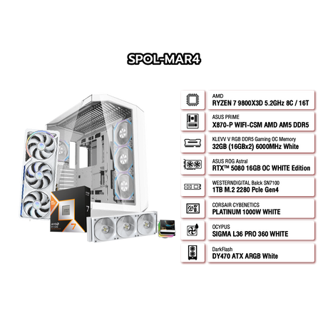 คอมประกอบ Set SPOL-MAR4-R7-9800X3D-32GB-1TB-5080-WH