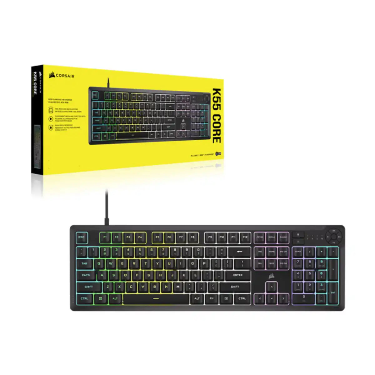 คีย์บอร์ด Corsair K55 CORE RUBBER DOME RGB CH-9109411-TH สีดำ