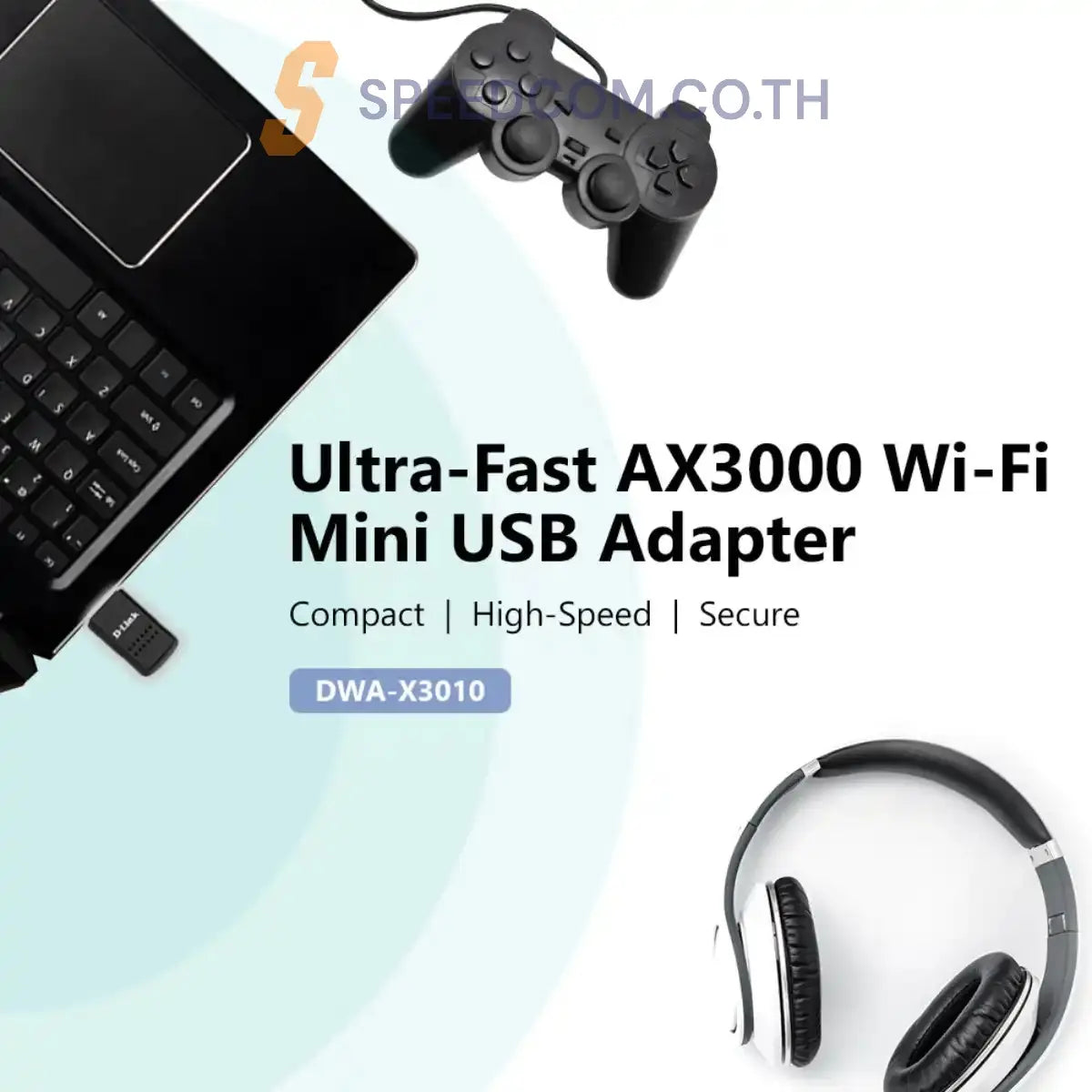อุปกรณ์รับสัญญาณไวไฟ D-Link DWA-X3010 Wireless USB Adater Wi-Fi 6 AX3000