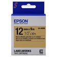 เทปพิมพ์ฉลาก Epson LabelWorks รุ่น LK-4KBM ตัวอักษรสีดำบนพื้นสีทอง เหมาะสำหรับเครื่องพิมพ์ฉลาก Epson ใช้สำหรับจัดระเบียบ