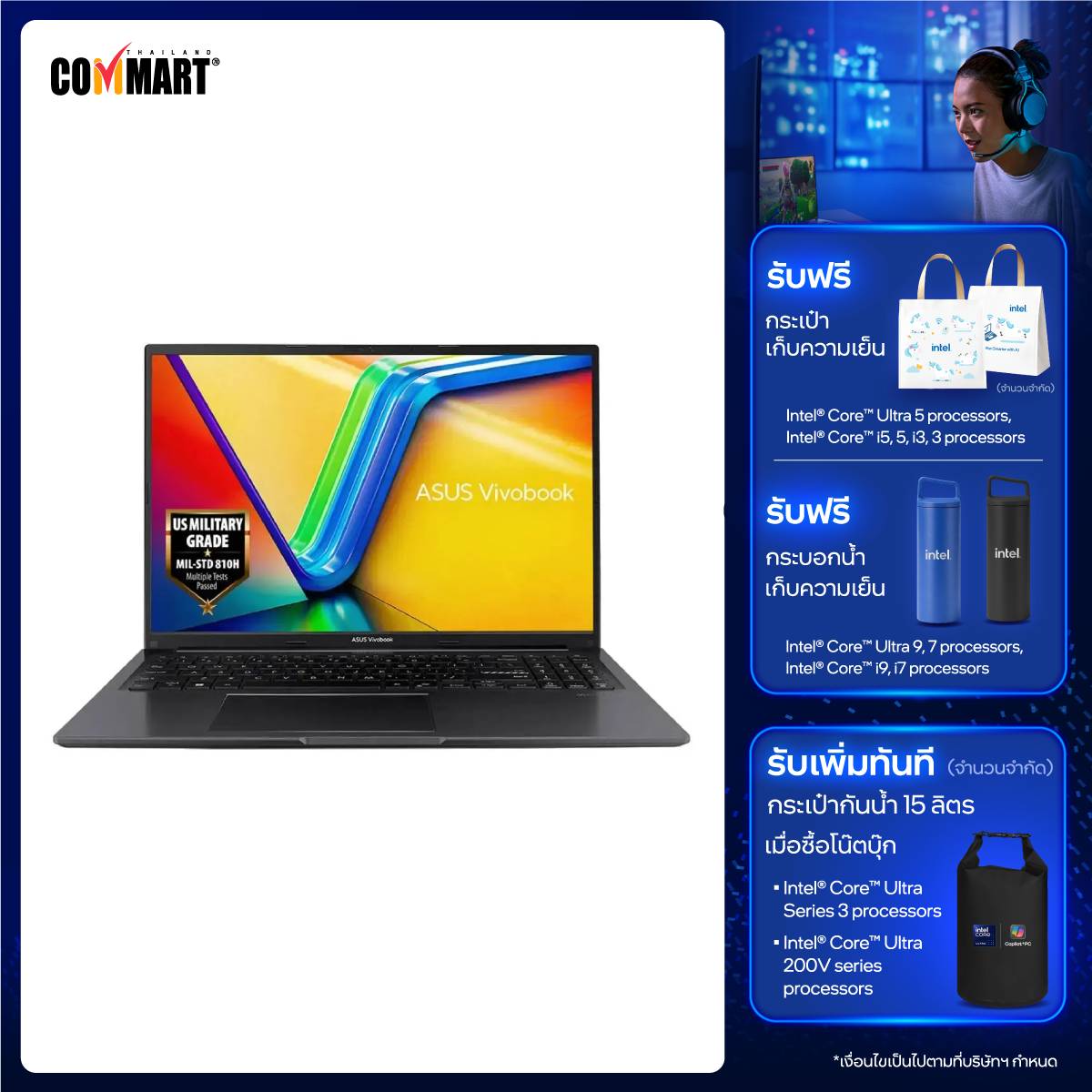 โน๊ตบุ๊ค Asus Vivobook 16X X1605VA-MB998WA i9 Gen13 สีดำ (Indie Black)SpeedCom