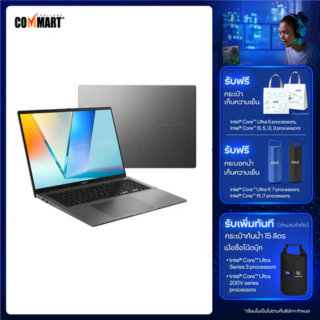 โน๊ตบุ๊ค Asus Vivobook S16 S3607CA-RP719WA Ultra 7 255H สีเทา (Matte Gray)SpeedCom