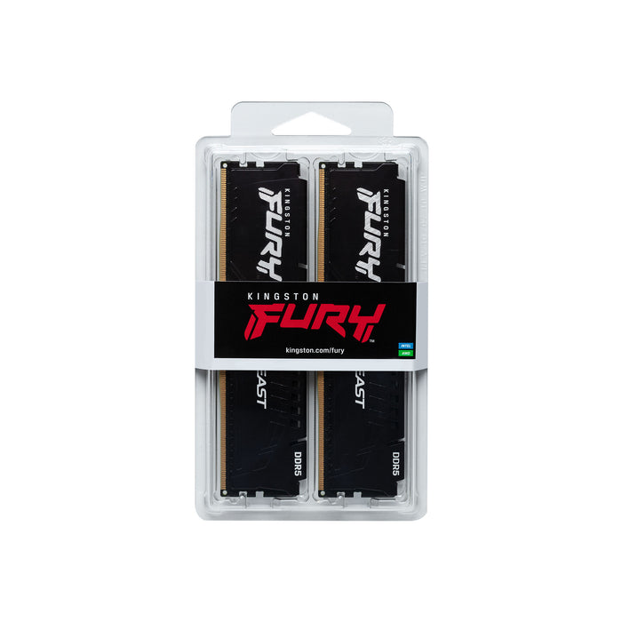 หน่วยความจำ แรม พีซี Kingston FURY BEAST 32GB(16GBX2) DDR5 BUS5200MHz KF552C40BBK2-32 สีดำ