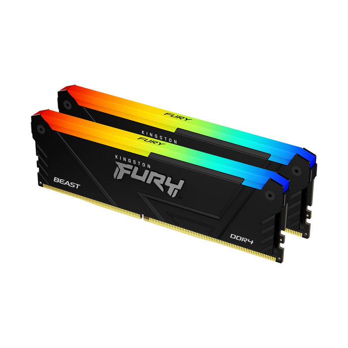 หน่วยความจำ แรม พีซี Kingston FURY BEAST RGB 32GB(16GBX2) DDR4 BUS3600MHz KF436C18BB2AK2/32 สีดำ