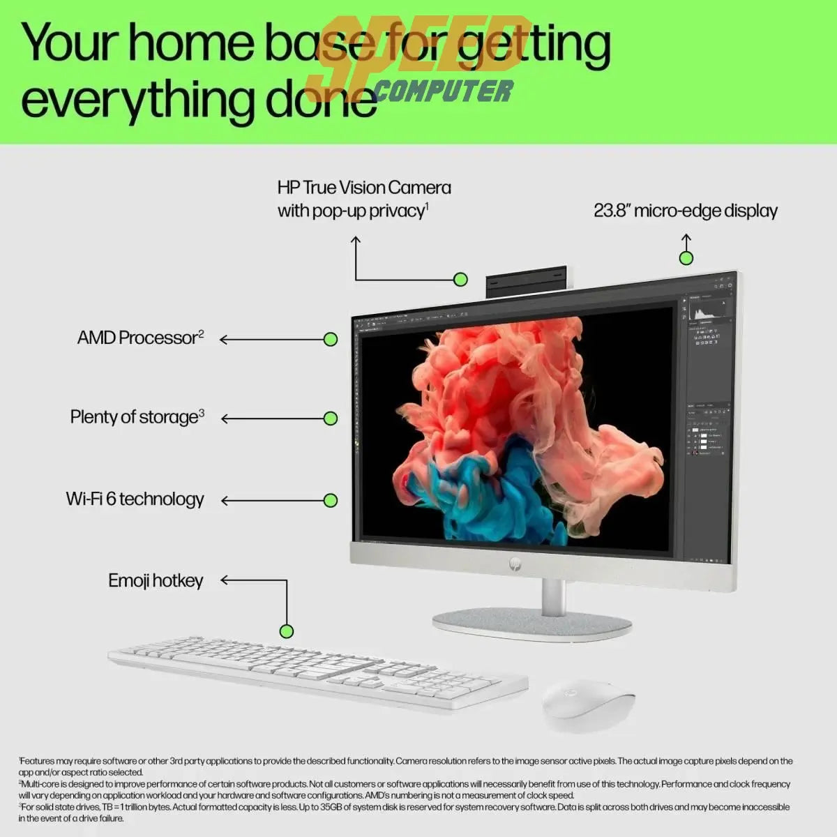 ออลอินวัน HP 24 - cr0105d (B13A3PA) Ryzen 5 สีขาว (Shell White) - SpeedCom