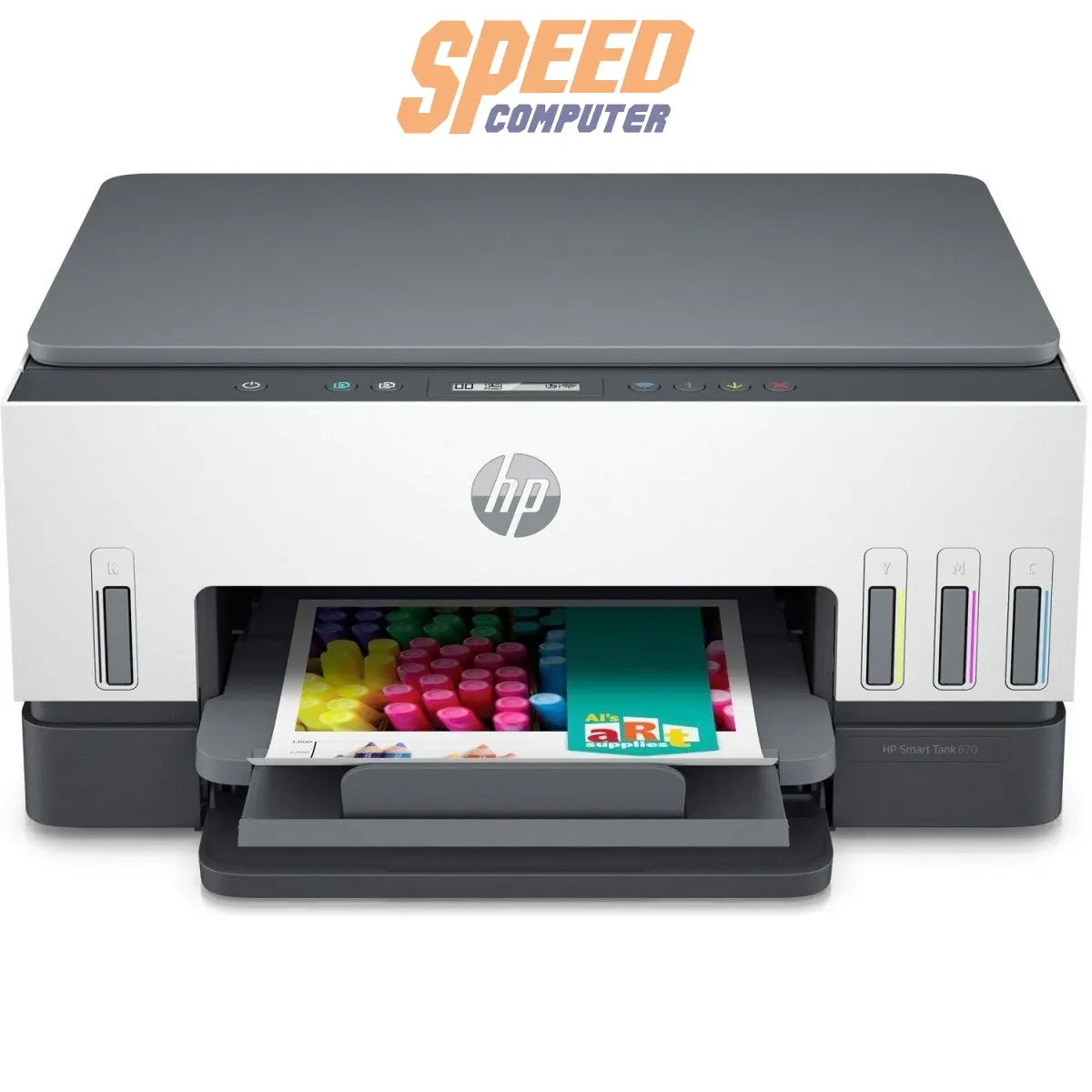 ปริ้นเตอร์อิงค์เจ็ท HP Smart Tank 670 (6UU48A) สีขาวดำ - SpeedCom