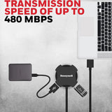 ยูเอสบีฮับ Honeywell 4 port USB Non-Powered Hub 2.0 สีดำ