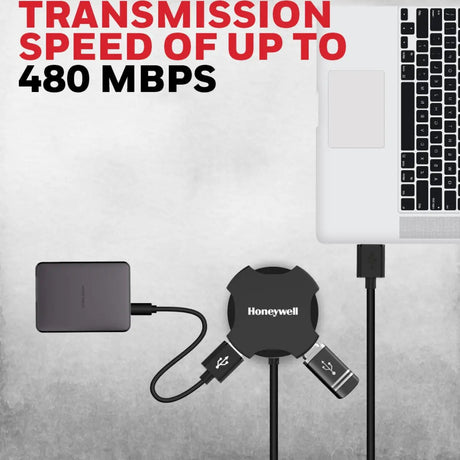 ยูเอสบีฮับ Honeywell 4 port USB Non-Powered Hub 2.0 สีดำ