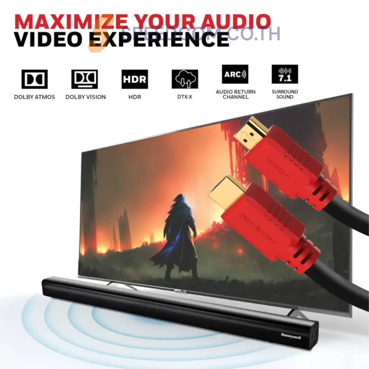 สายต่อจอคอมพิวเตอร์ Honeywell HDMI 1.4 With Ethernet Cable