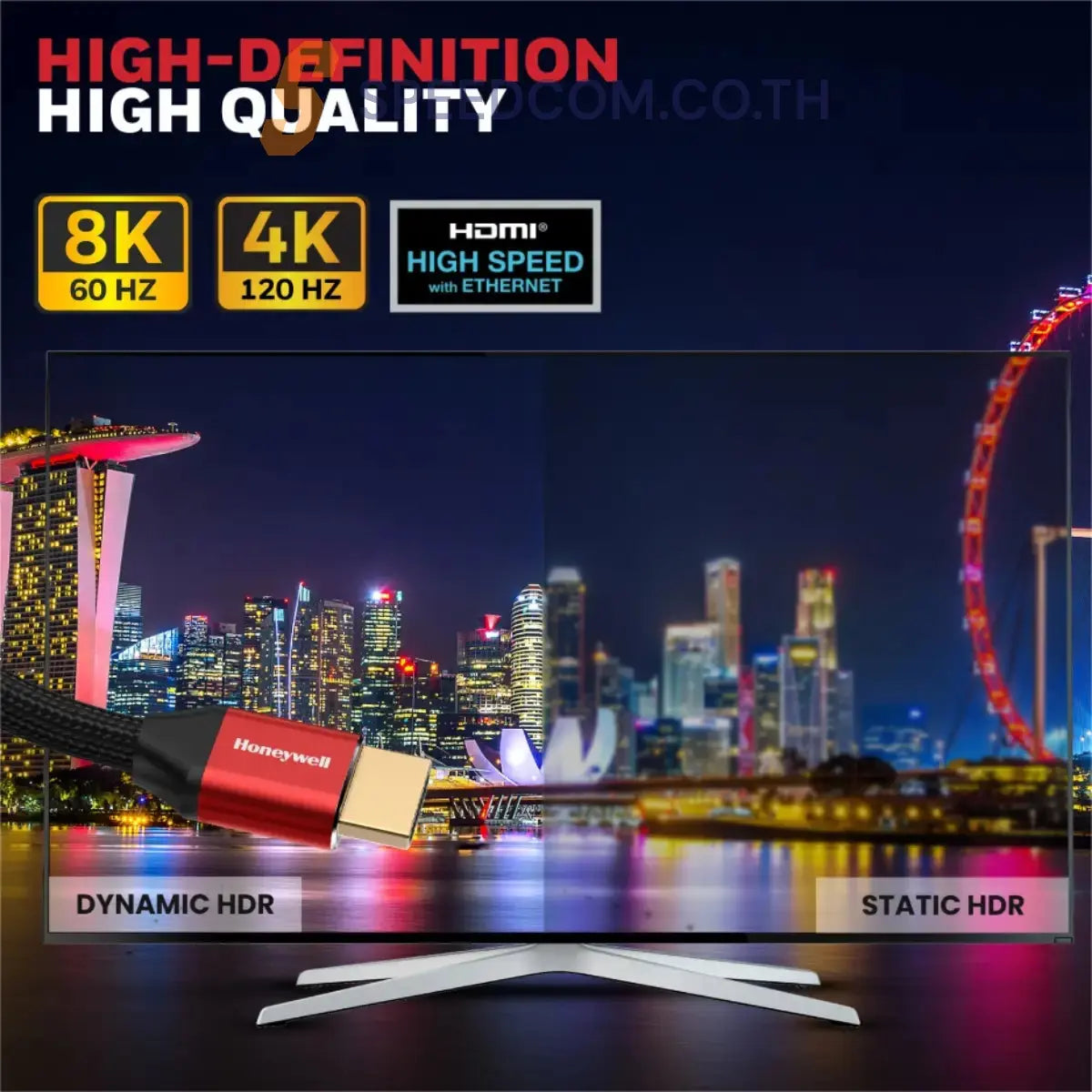 สายต่อจอคอมพิวเตอร์ Honeywell HDMI 2.1 with Ethernet Compliant