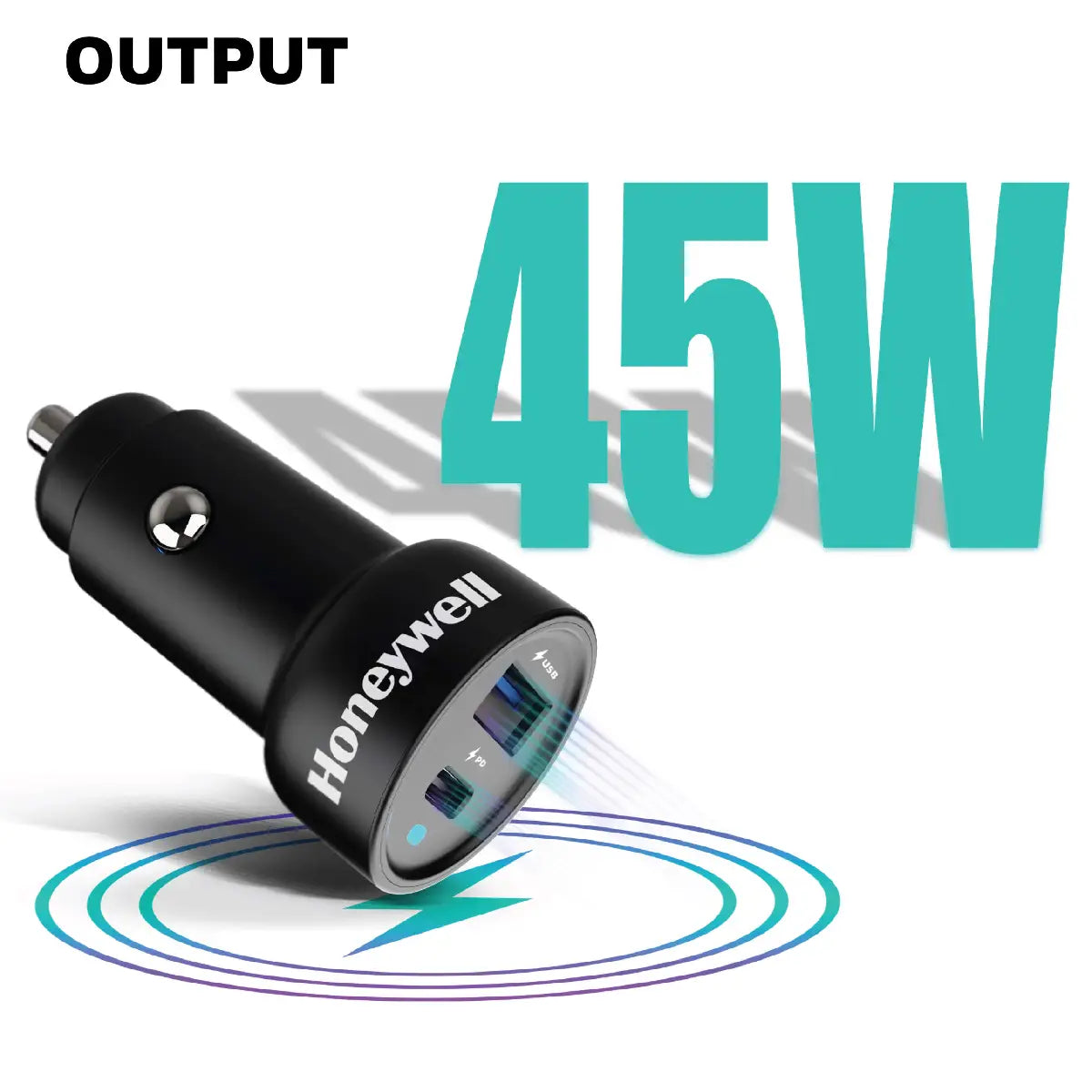 หัวชาร์จบนรถยนต์ Honeywell Micro CLA 45W PD Smart Car Charger สีดำ