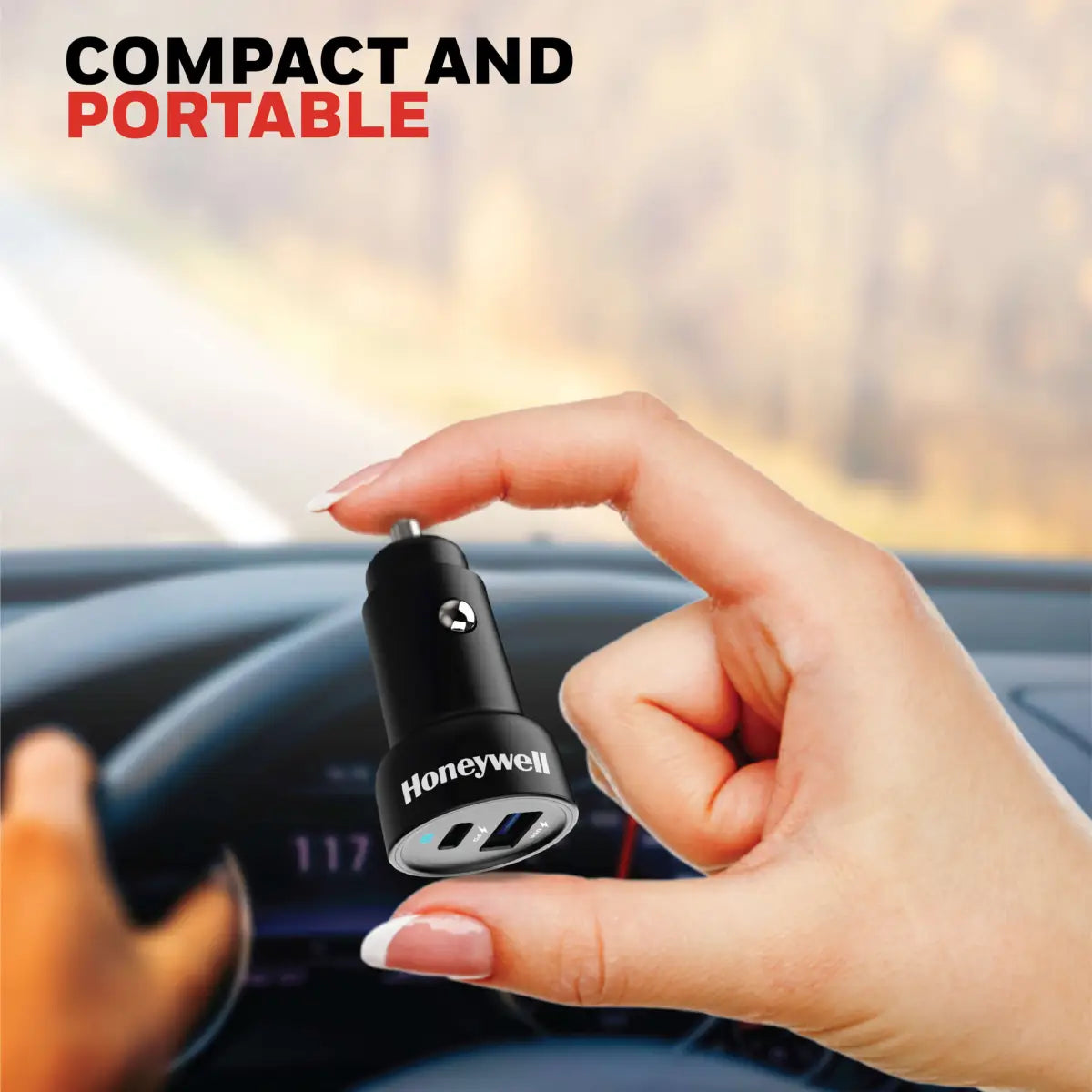 หัวชาร์จบนรถยนต์ Honeywell Micro CLA 65W PD Smart Car Charger สีดำ